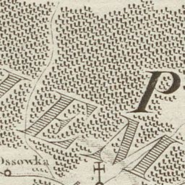 Alte London-Karte mit dem Buchstaben 'P' in der Mitte, die detaillierte Straßen, Gebäude und Sehenswürdigkeiten in einer klassischen Schriftart zeigt.
