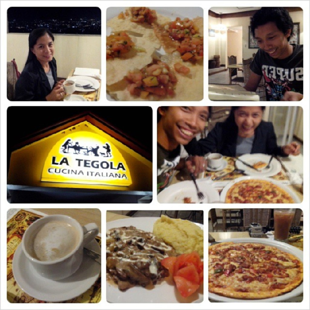 Ein Collage von acht Bildern: eine Frau, Snacks, ein Mann, ein Restaurantschild, ein Mann und eine Frau mit Essen.