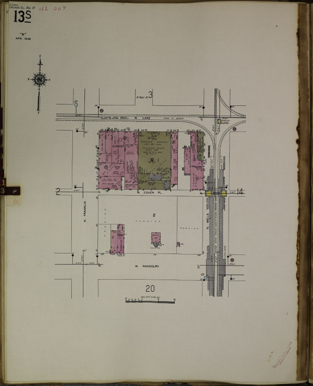 Offenes Buch mit detaillierter Stadtkarte-Illustration und umgebenem Text und Plänen.
