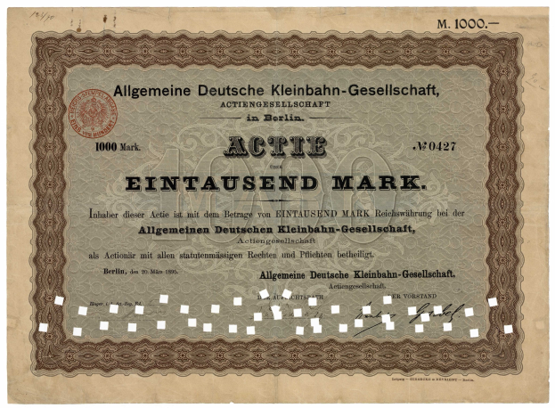 Altes deutsches Wertpapier mit Regierungstext und einem Stempel.