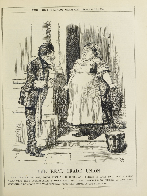 Papier mit einer Zeichnung eines Mannes und einer Frau neben einem Eimer, mit Text unten mit der Aufschrift "Die wahre Gewerkschaft".