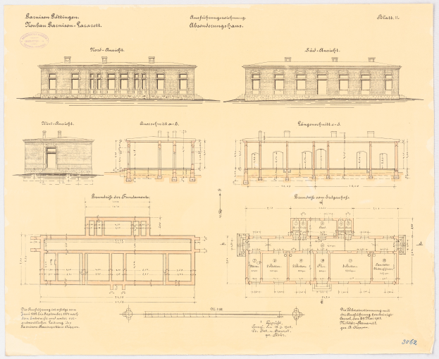 Ein detaillierter Grundriss des Lässmann Lättningen Deutschen Bahnhofs, der den Aufbau und die Merkmale des Gebäudes auf einem Blatt Papier zeigt.