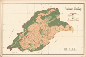 Detailierte alte Karte von Hamburg, Deutschland, zeigt Straßen, Gebäude, Sehenswürdigkeiten und Text mit zusätzlicher Stadtinformation.