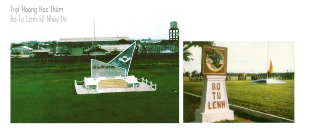Ein Collage-Bild mit einem Denkmal auf der linken Seite, umgeben von einem Kettenzaun, Gebäuden und Bäumen, und einem Gedenkstein auf der rechten Seite, mit einer Person, die eine Fahne schwenkt, und anderen, die vor Bäumen stehen.